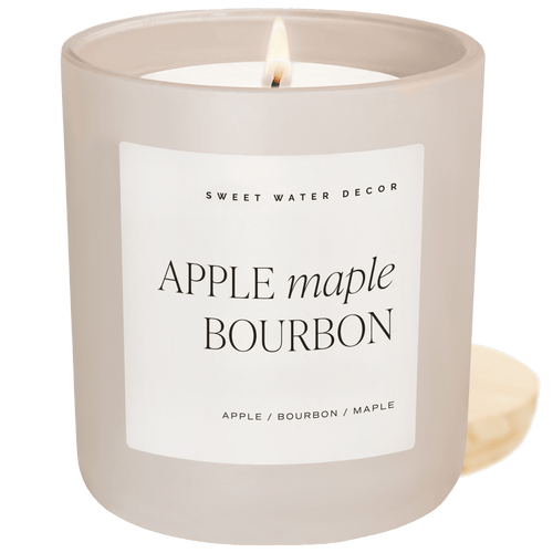 Apple Maple Bourbon Soy Candle - Tan Matte Jar - 15 oz (Sunday Brunch) - Sweet Water Decor - Candles