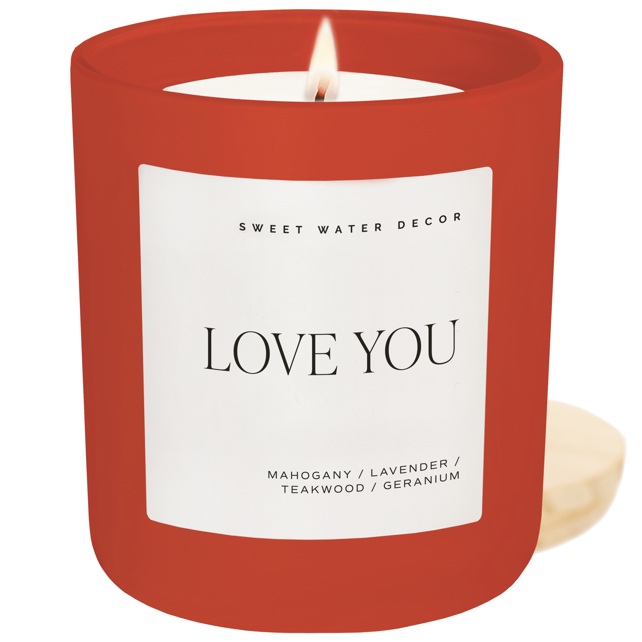 Love You Soy Candle - Red Matte Jar - 15 oz - Sweet Water Decor - Candles