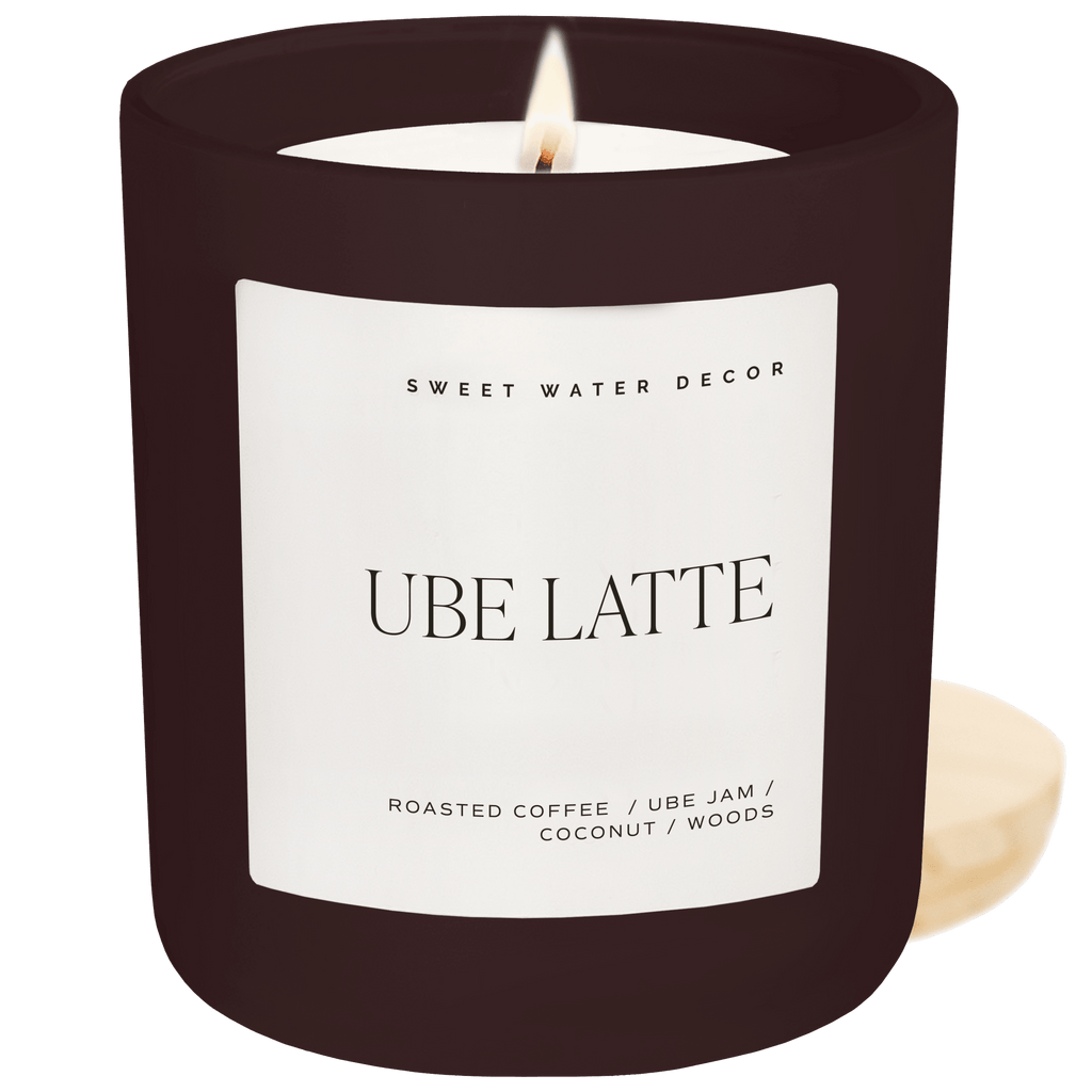 Ube Latte Soy Candle - Brown Matte Jar - 15 oz - Sweet Water Decor - Candles