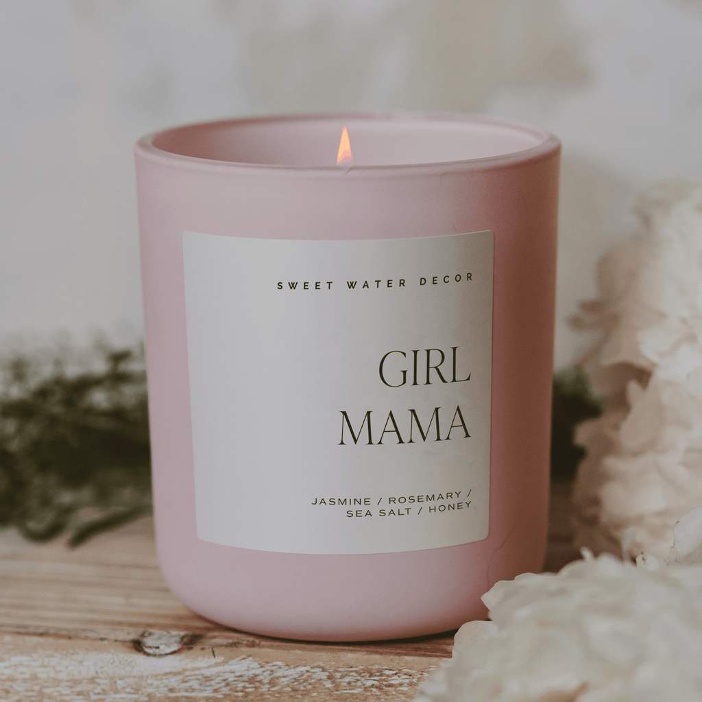 Girl Mama Soy Candle - Pink Matte Jar - 15 oz - Sweet Water Decor - Candles