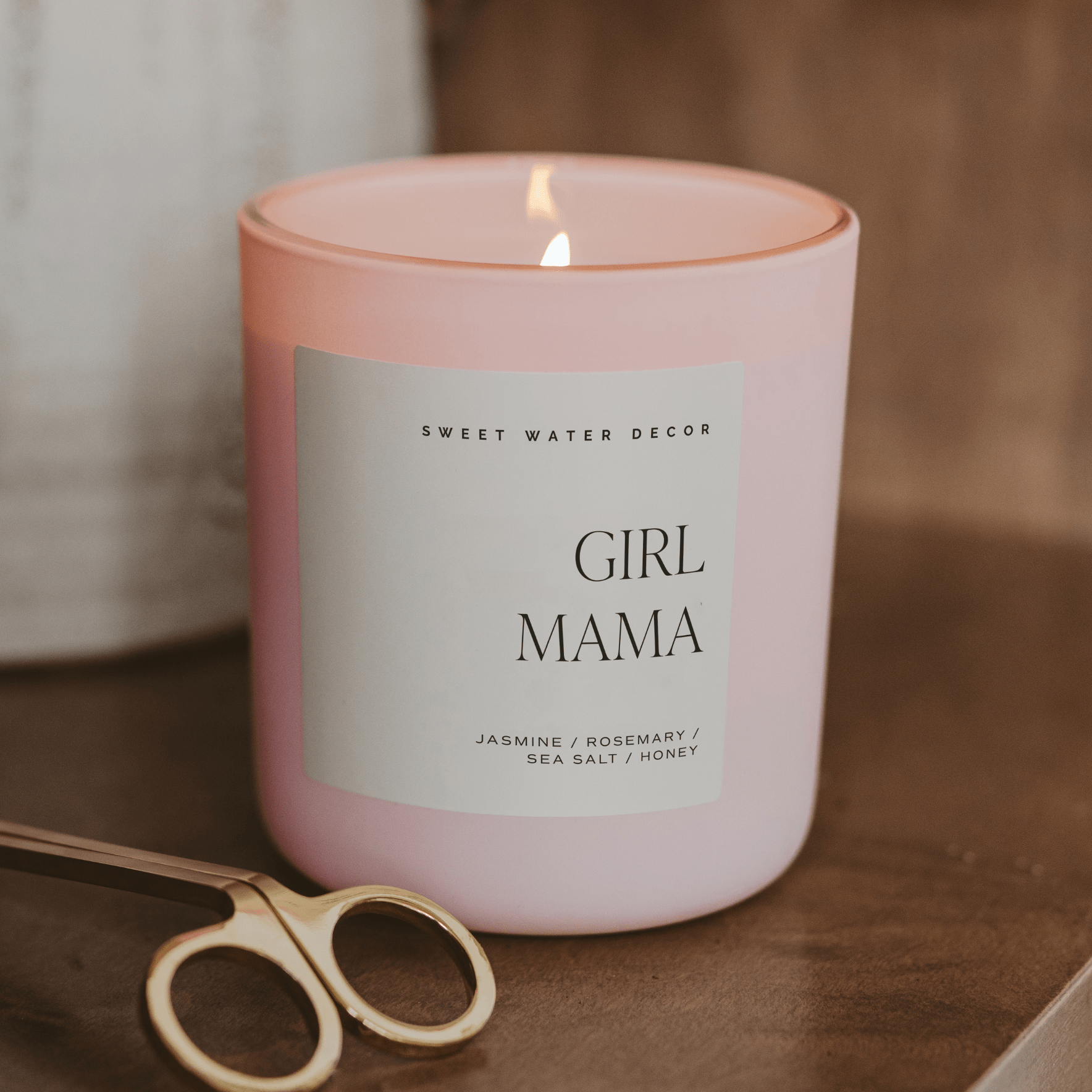 Girl Mama Soy Candle - Pink Matte Jar - 15 oz - Sweet Water Decor - Candles