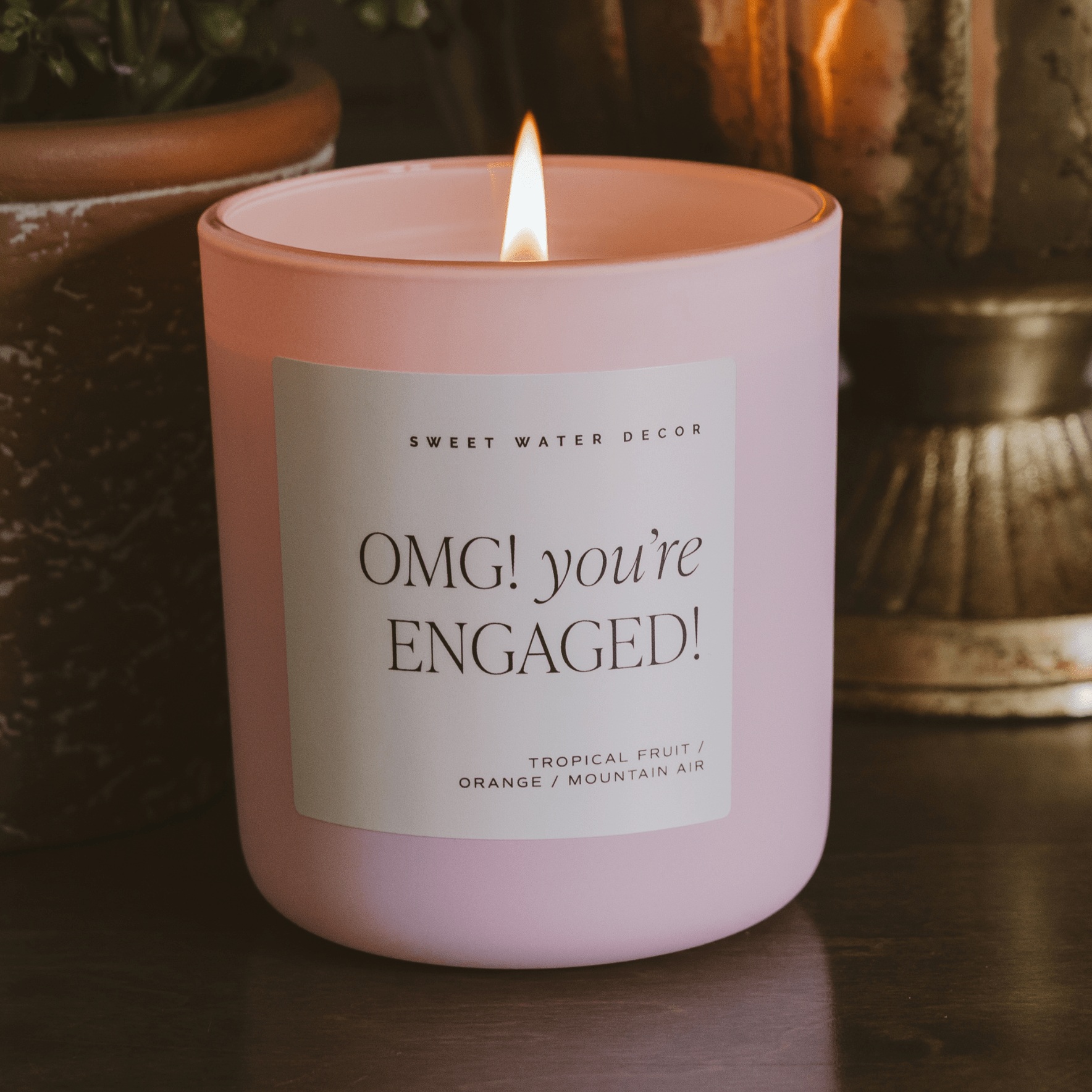 Omg! You're Engaged! Soy Candle - Pink Matte Jar - 15 oz - Sweet Water Decor - Candles
