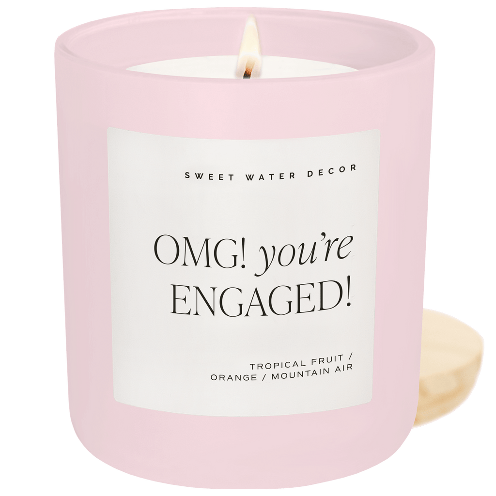 Omg! You're Engaged! Soy Candle - Pink Matte Jar - 15 oz - Sweet Water Decor - Candles