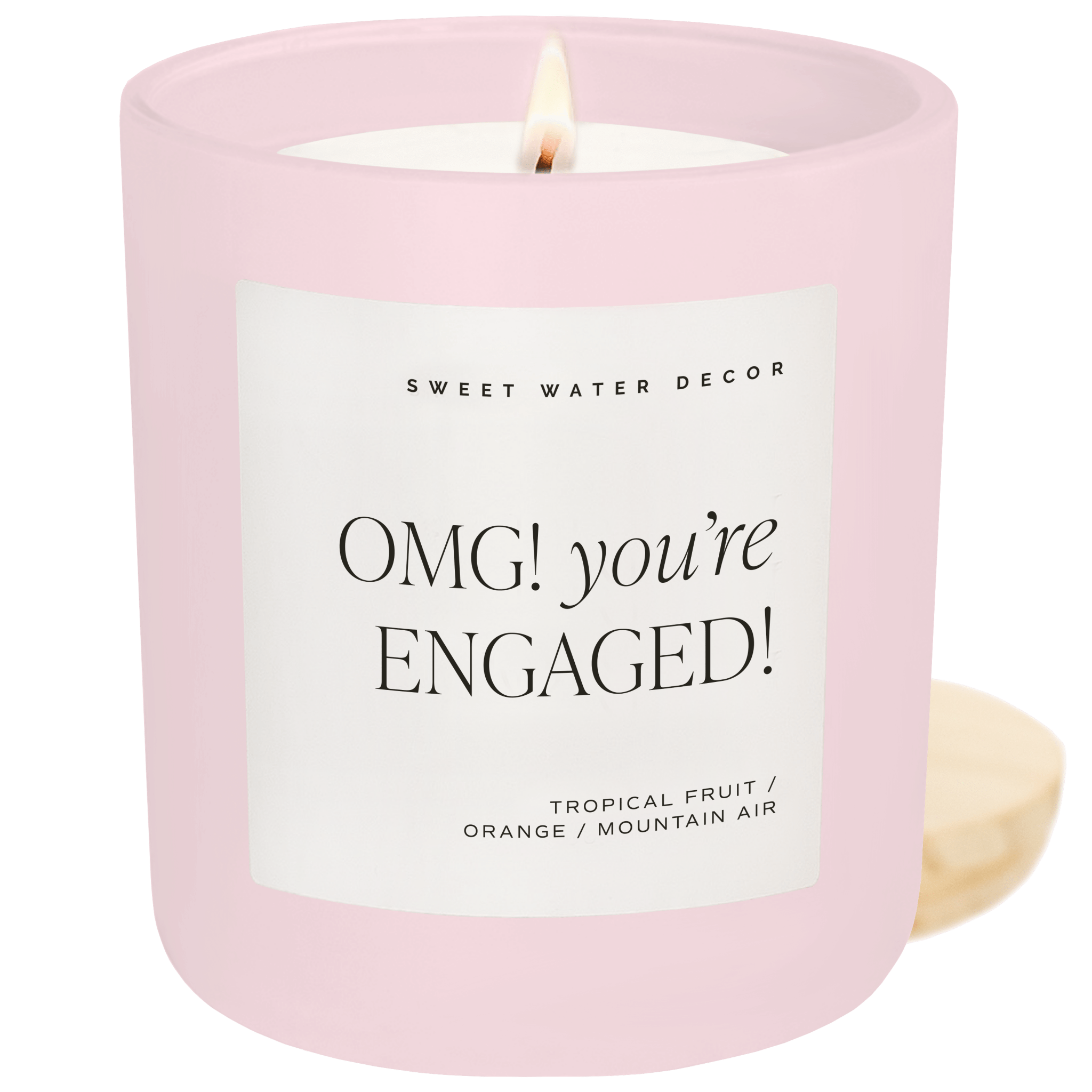 Omg! You're Engaged! Soy Candle - Pink Matte Jar - 15 oz - Sweet Water Decor - Candles
