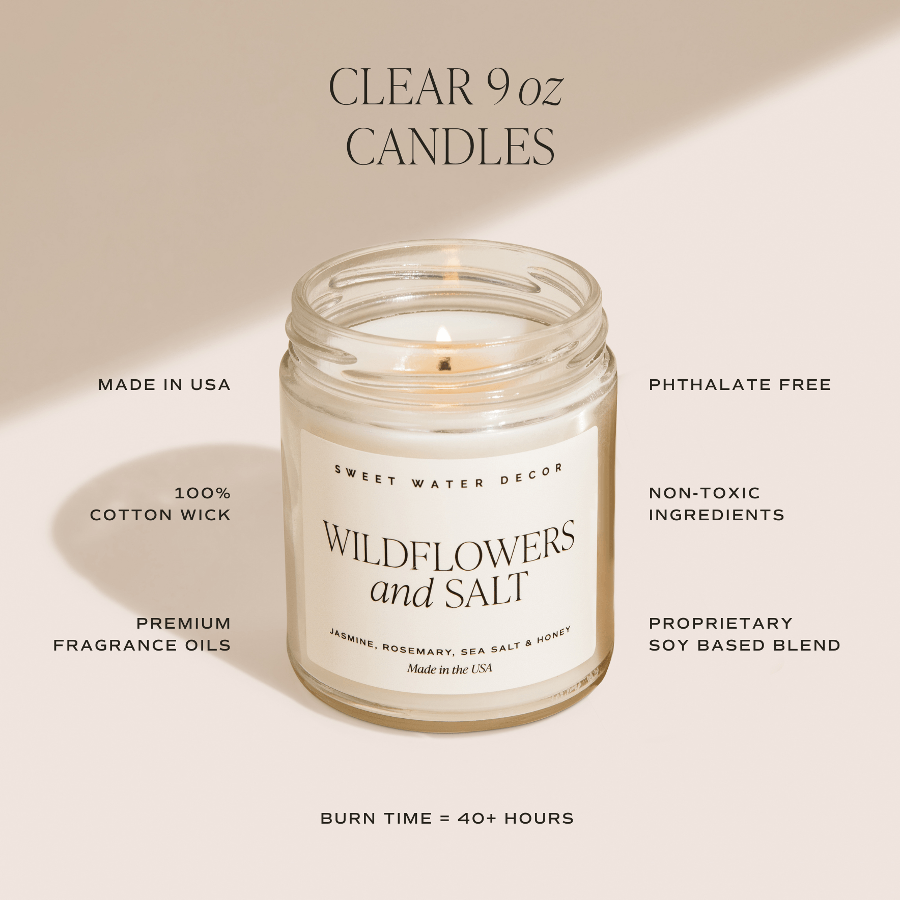 Pumpkin Spice Soy Candle | 9oz. Clear Jar - Sweet Water Decor - Candles