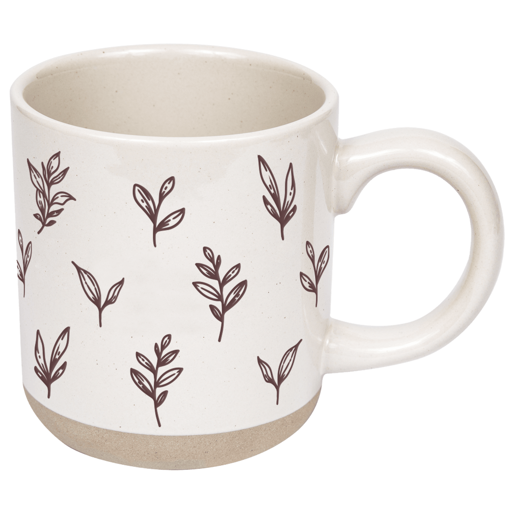 Brown Leaves 14oz. Stoneware Coffee Mug - Sweet Water Decor - Coffee Mugs