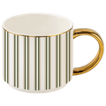 Green Stripe 14 oz Gold Handle Coffee Mug - Sweet Water Decor - Coffee Mugs
