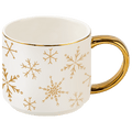 Gold Snowflakes 14 oz Gold Handle Coffee Mug - Sweet Water Decor - Coffee Mugs