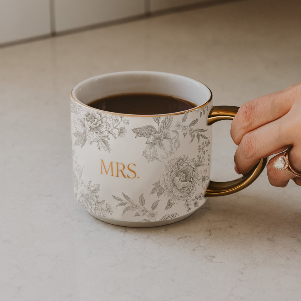 Mrs 14 oz Gold Handle Coffee Mug - Sweet Water Decor - Coffee Mugs