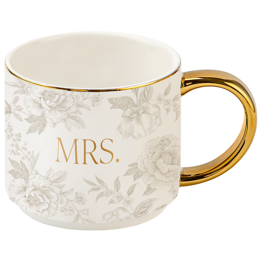 Mrs 14 oz Gold Handle Coffee Mug - Sweet Water Decor - Coffee Mugs