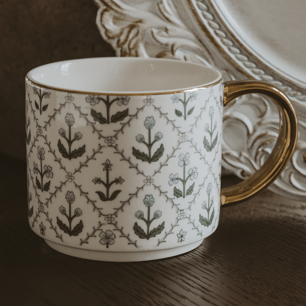 Floral Quilt 14 oz Coffee Mug - Sweet Water Decor - Coffee Mugs