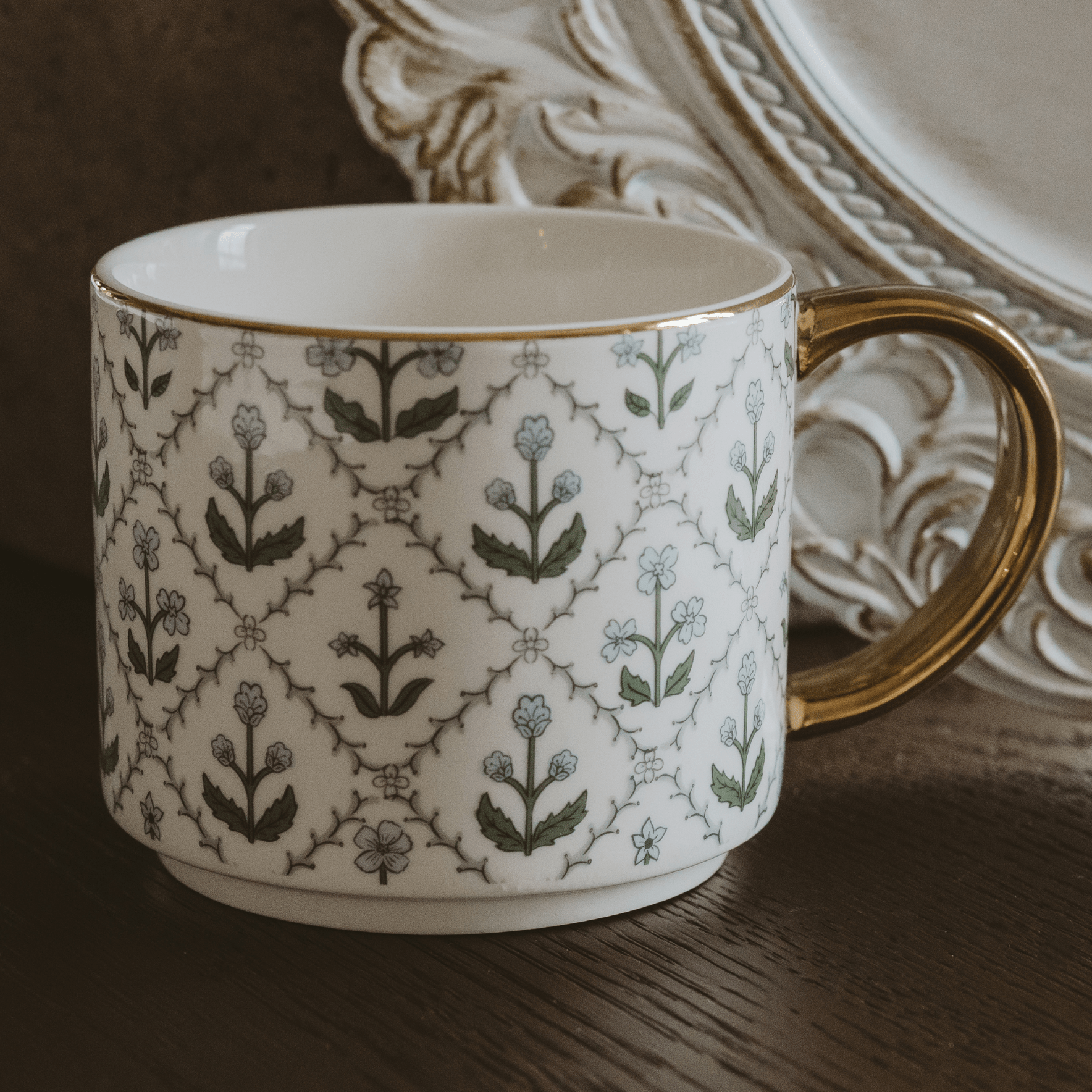 Floral Quilt 14 oz Coffee Mug - Sweet Water Decor - Coffee Mugs
