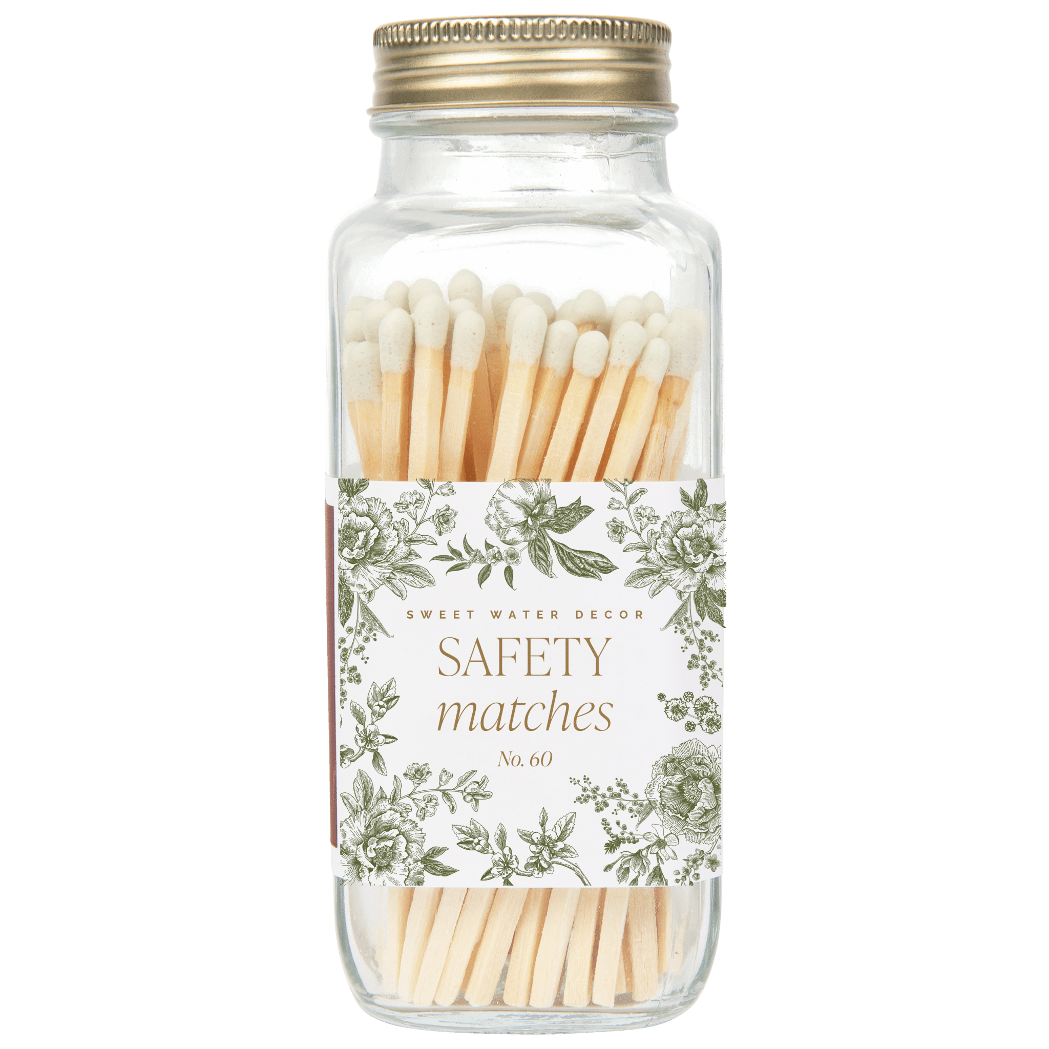 Green Delft White Tip Safety Matches - 60 Count, 3.75" - Sweet Water Decor - Matches