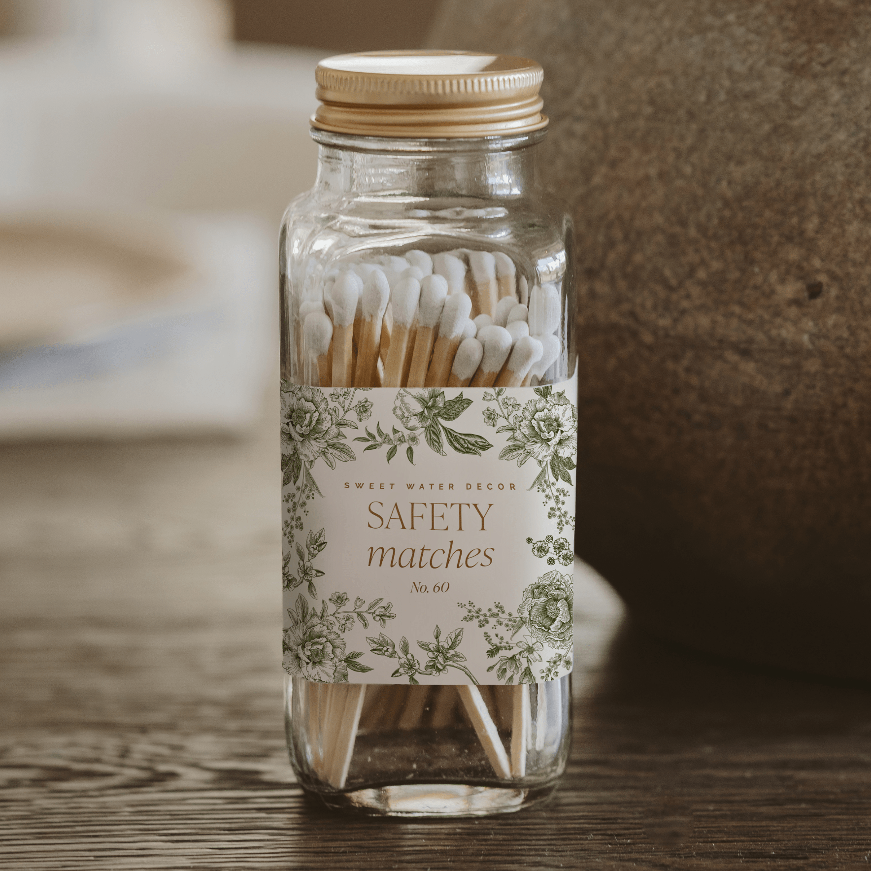 Green Delft White Tip Safety Matches - 60 Count, 3.75" - Sweet Water Decor - Matches