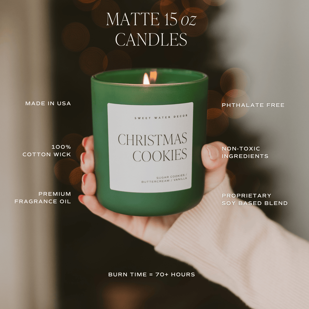 Christmas Tree Farm Soy Candle - Green Matte Jar - 15 oz - Sweet Water Decor - Candles