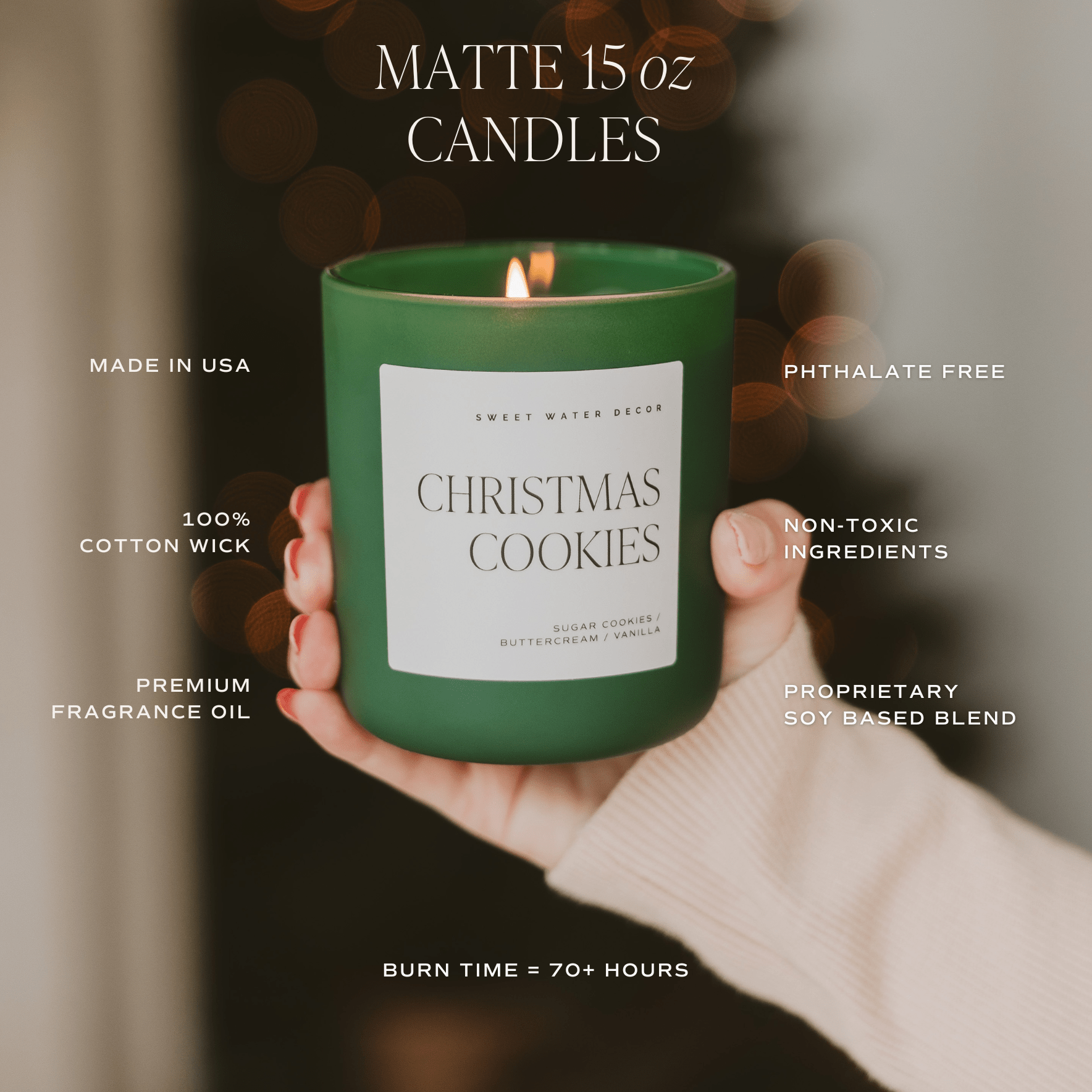 Christmas Tree Farm Soy Candle - Green Matte Jar - 15 oz - Sweet Water Decor - Candles