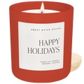 Happy Holidays Soy Candle - Red Matte Jar - 15 oz (Christmas) - Sweet Water Decor - Candles