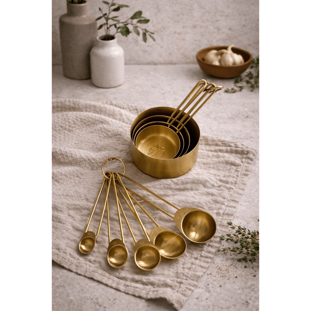 Solid Gold Measuring Cups & Spoons, Set of 9 - Sweet Water Decor - Measuring Cups