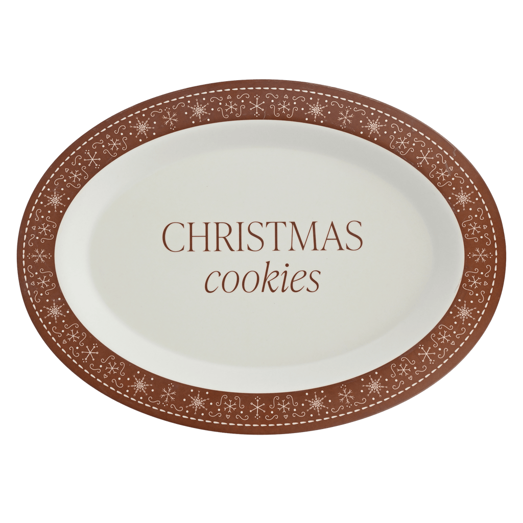 Gingerbread Oval Christmas Cookie Tray - Sweet Water Decor - SERVING TRAYS