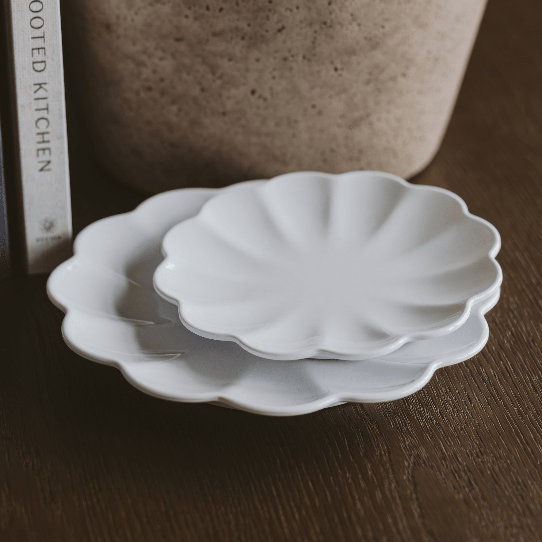 White Scalloped Serving Tray Set - Sweet Water Decor - SERVING TRAYS