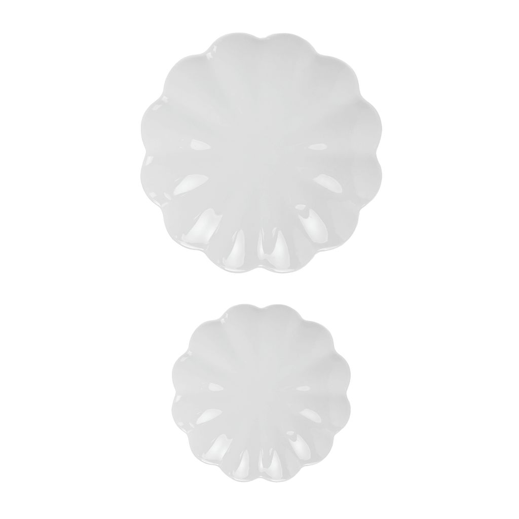 White Scalloped Serving Tray Set - Sweet Water Decor - SERVING TRAYS