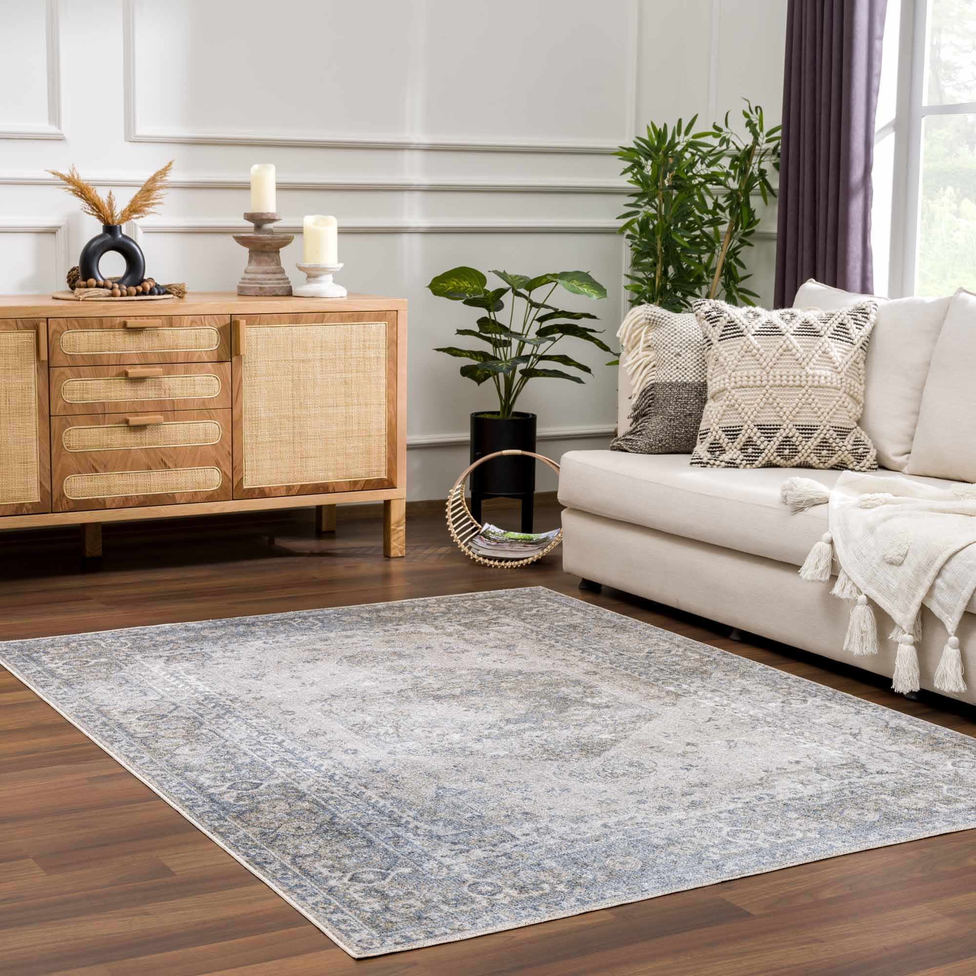 Gael Blue Washable Area Rug - Sweet Water Decor - Rugs
