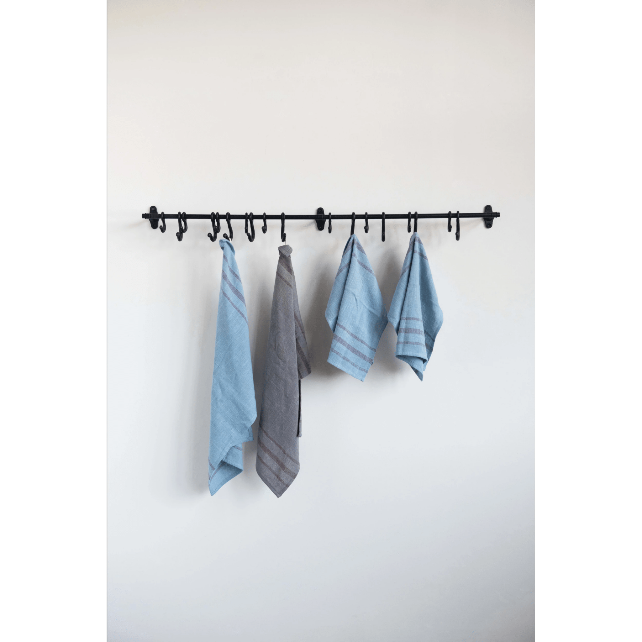 Forged Metal Wall Rod with Hooks - Sweet Water Decor - rod and hooks