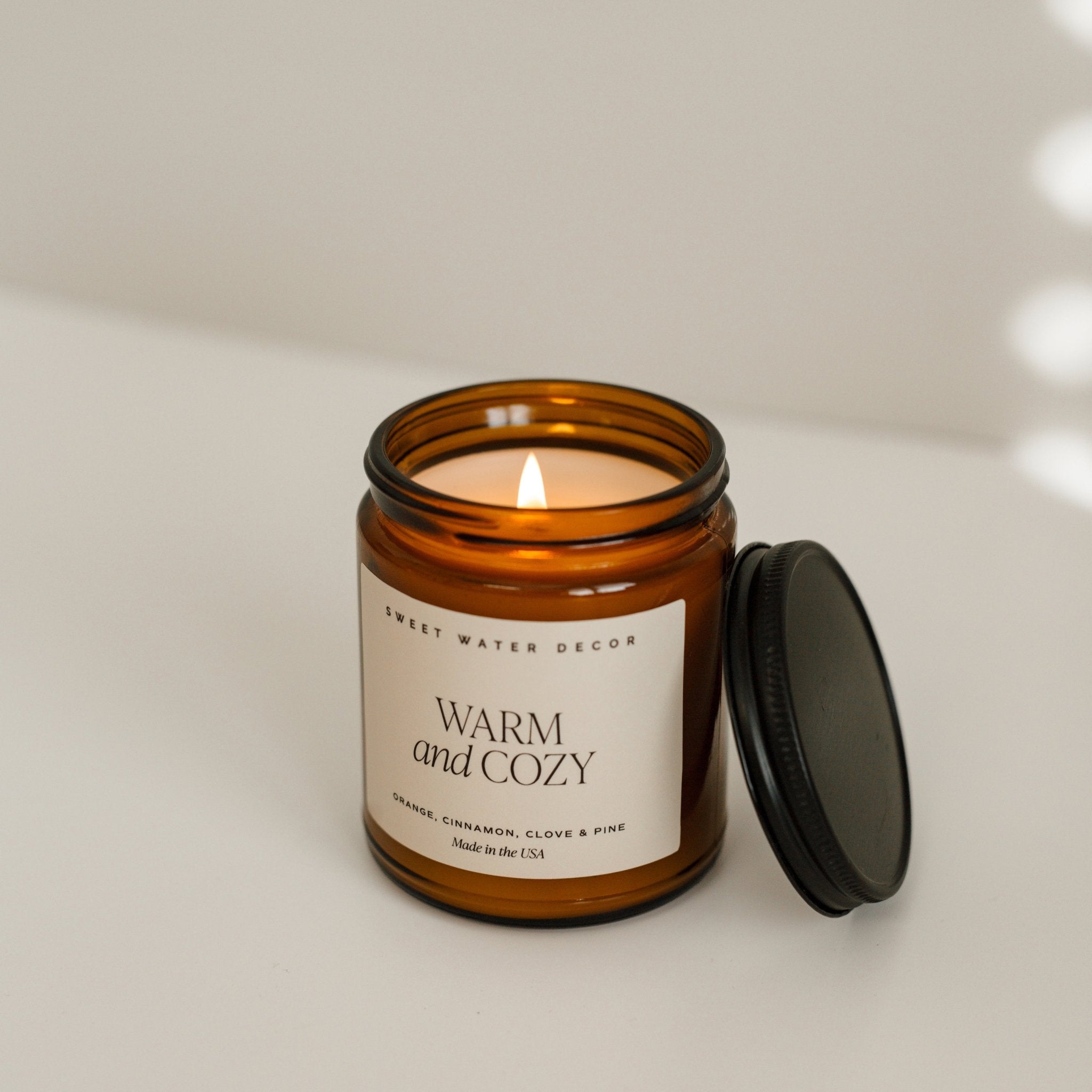 Warm and Cozy Soy Candle - Amber Jar - 9 oz THON - Sweet Water Decor - Candles