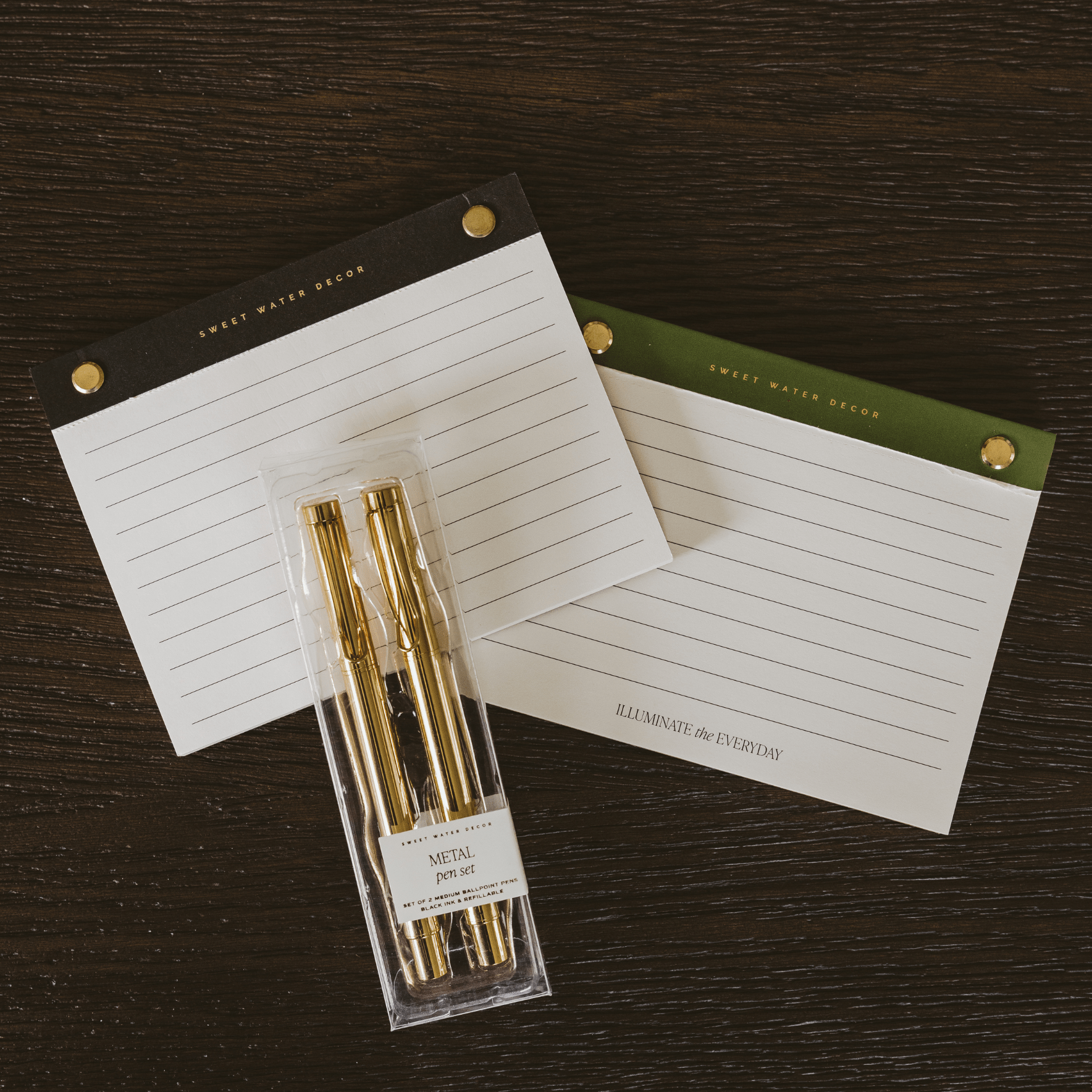 Small Green Gold Rivet Basic Notepad - Sweet Water Decor - Notepad
