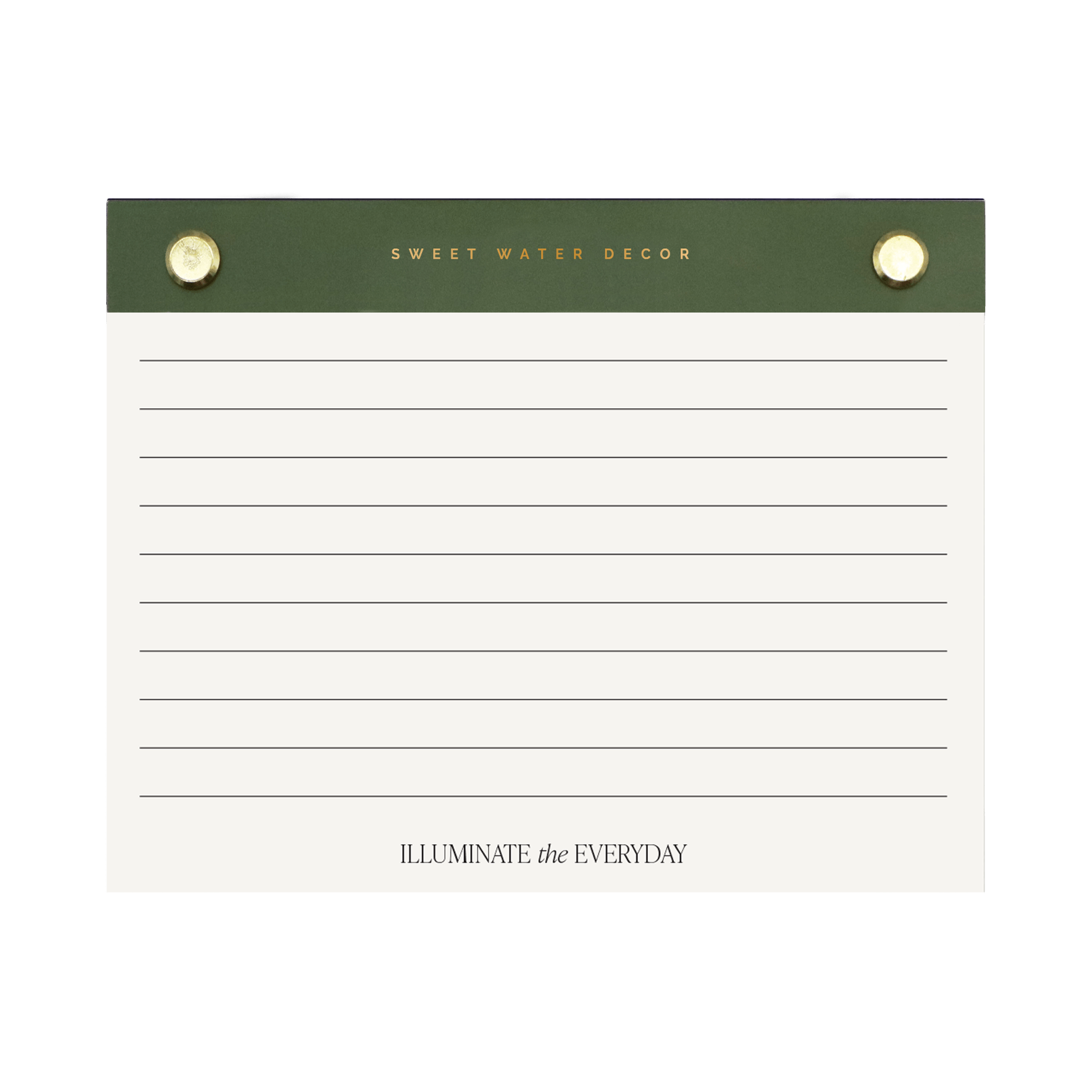 Small Green Gold Rivet Basic Notepad - Sweet Water Decor - Notepad