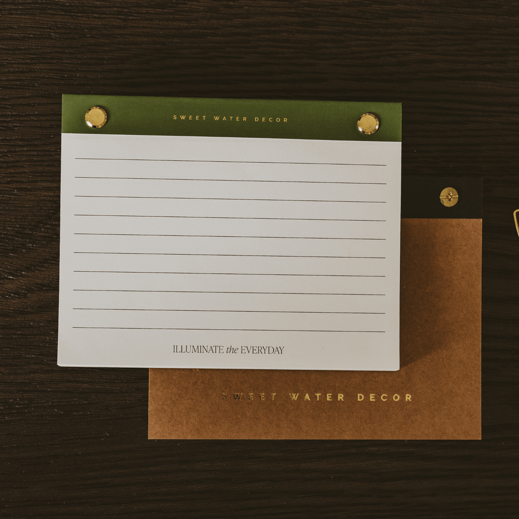 Small Green Gold Rivet Basic Notepad - Sweet Water Decor - Notepad