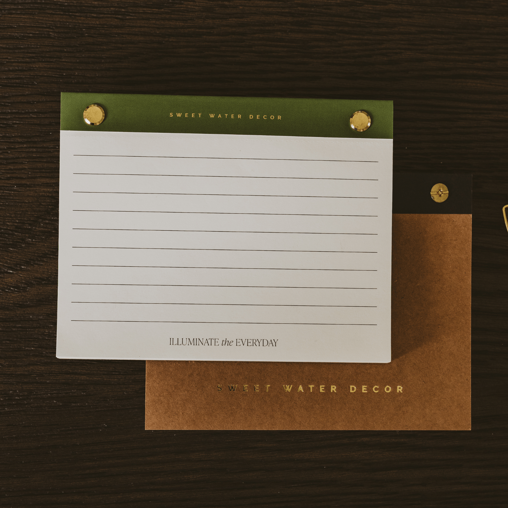 Small Green Gold Rivet Basic Notepad - Sweet Water Decor - Notepad