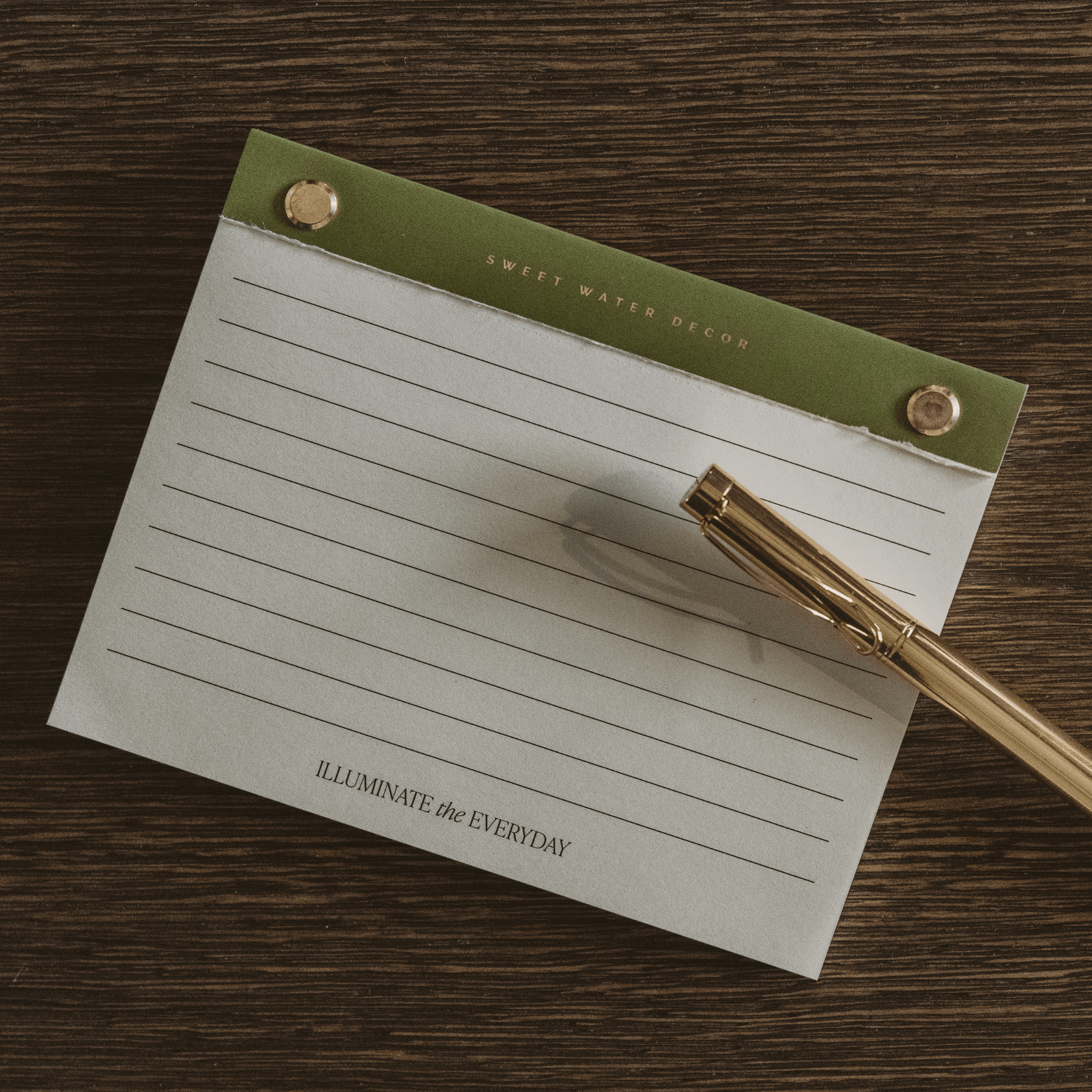 Small Green Gold Rivet Basic Notepad - Sweet Water Decor - Notepad