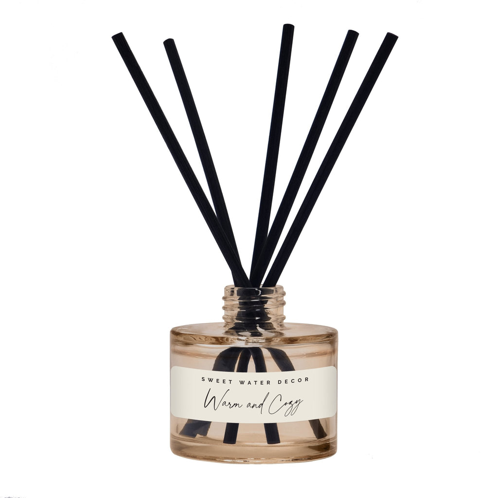 Warm and Cozy Tinted Glass Jar Reed Diffuser - Sweet Water Decor - Reed Diffusers