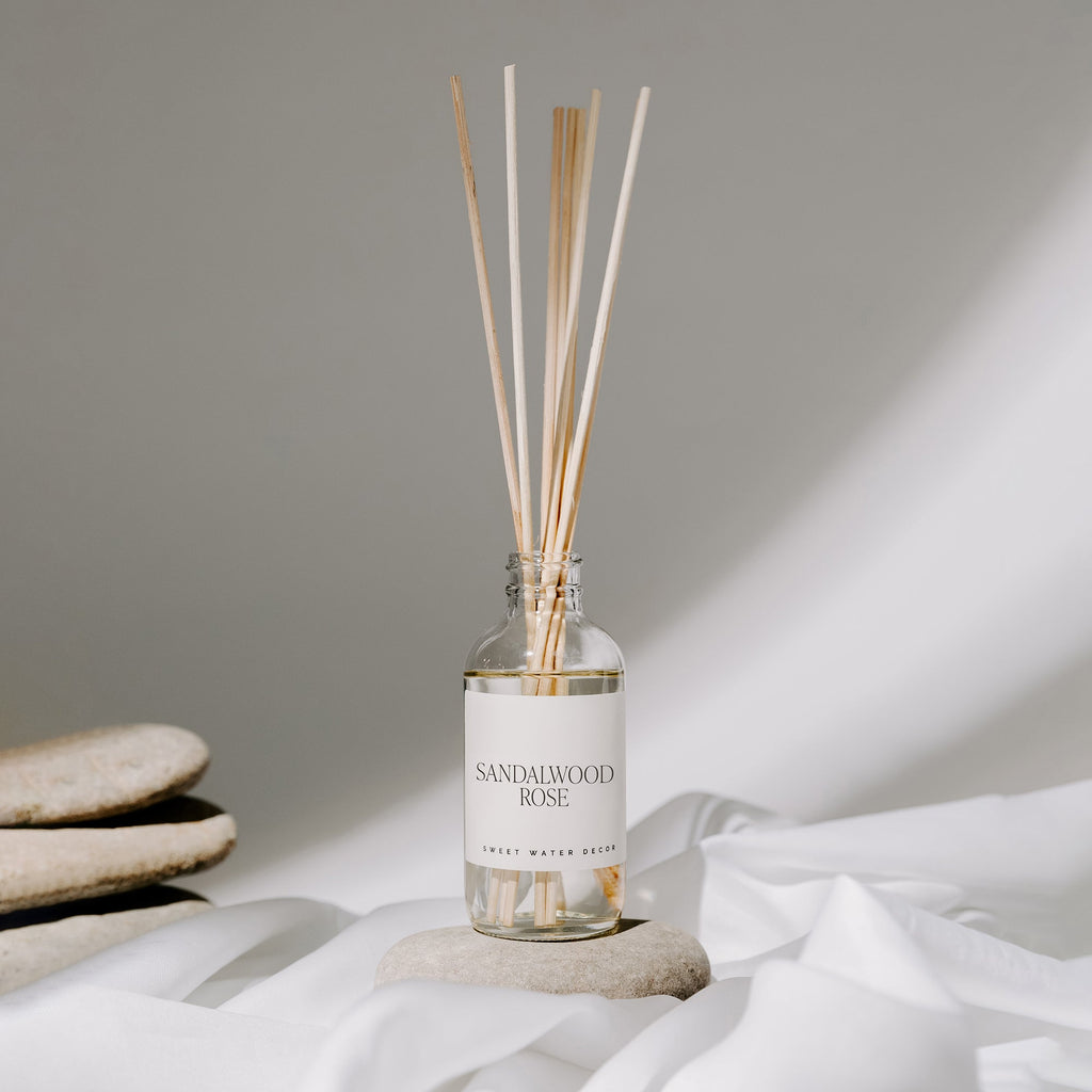 Sandalwood Rose Clear Reed Diffuser - Sweet Water Decor - Reed Diffusers