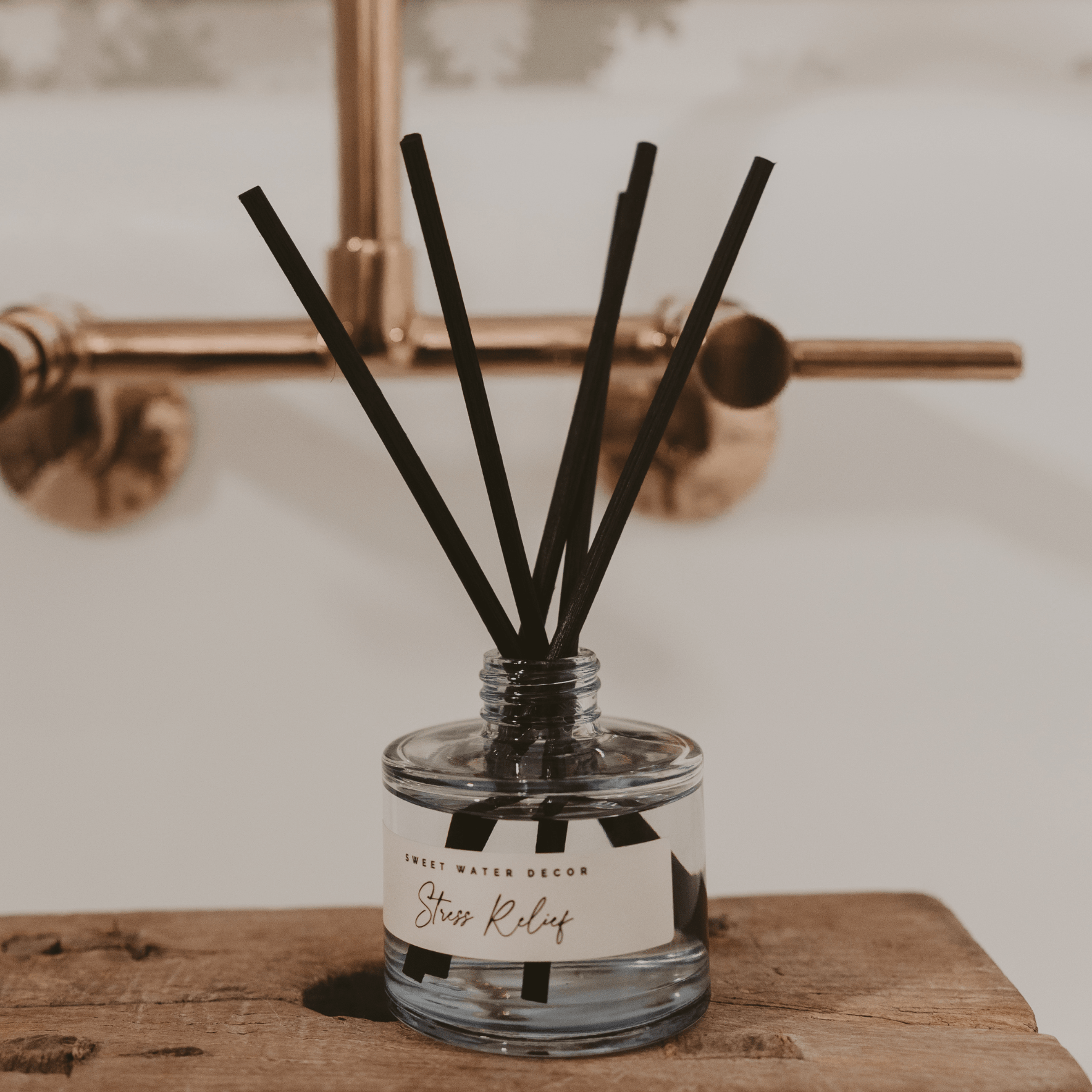 Stress Relief Blue Tinted Glass Jar Reed Diffuser - Sweet Water Decor - Reed Diffusers