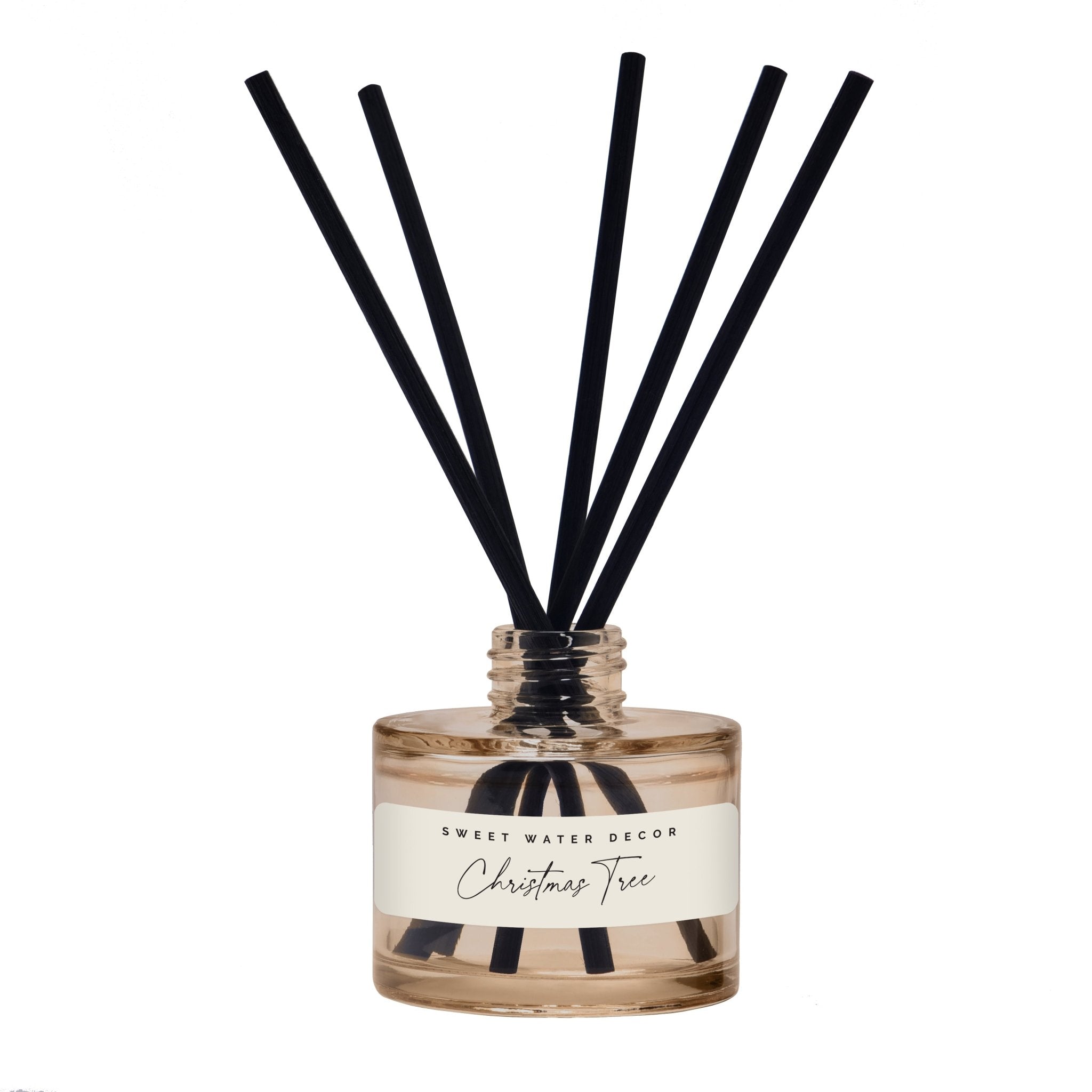 Christmas Tree Tinted Glass Jar Reed Diffuser - Sweet Water Decor - Reed Diffusers