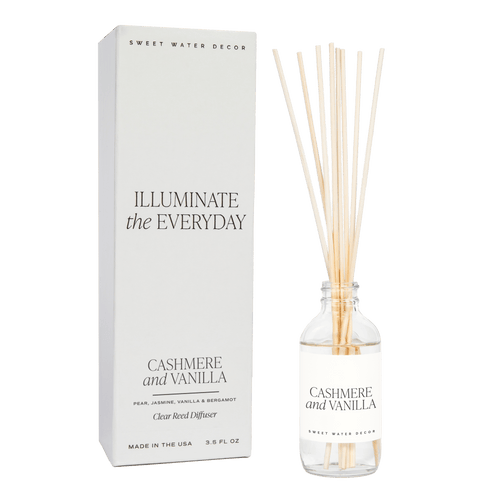 Cashmere and Vanilla Clear Reed Diffuser - Sweet Water Decor - Reed Diffusers