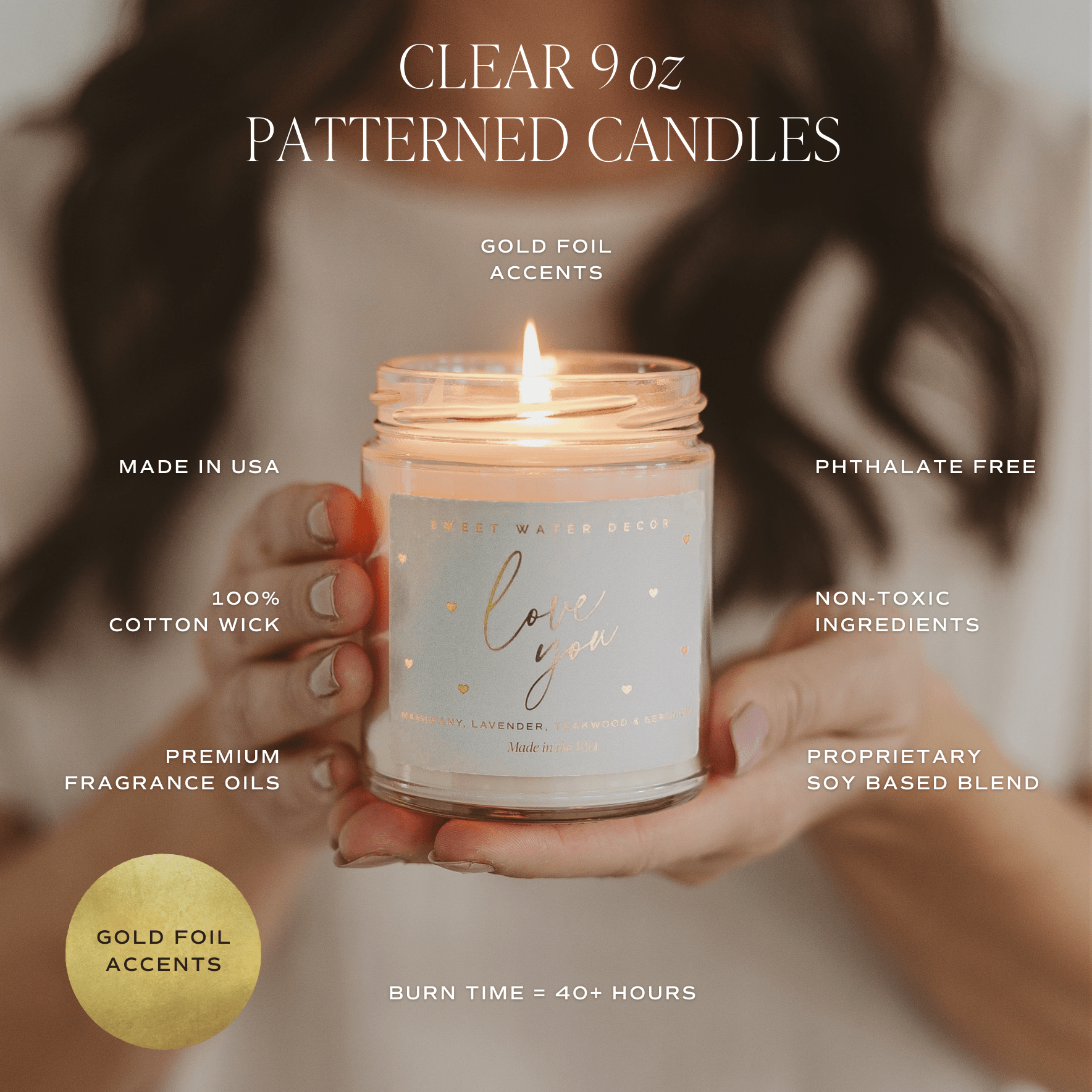Forever and Always Soy Candle - Clear Jar - 9 oz - Sweet Water Decor - Candles