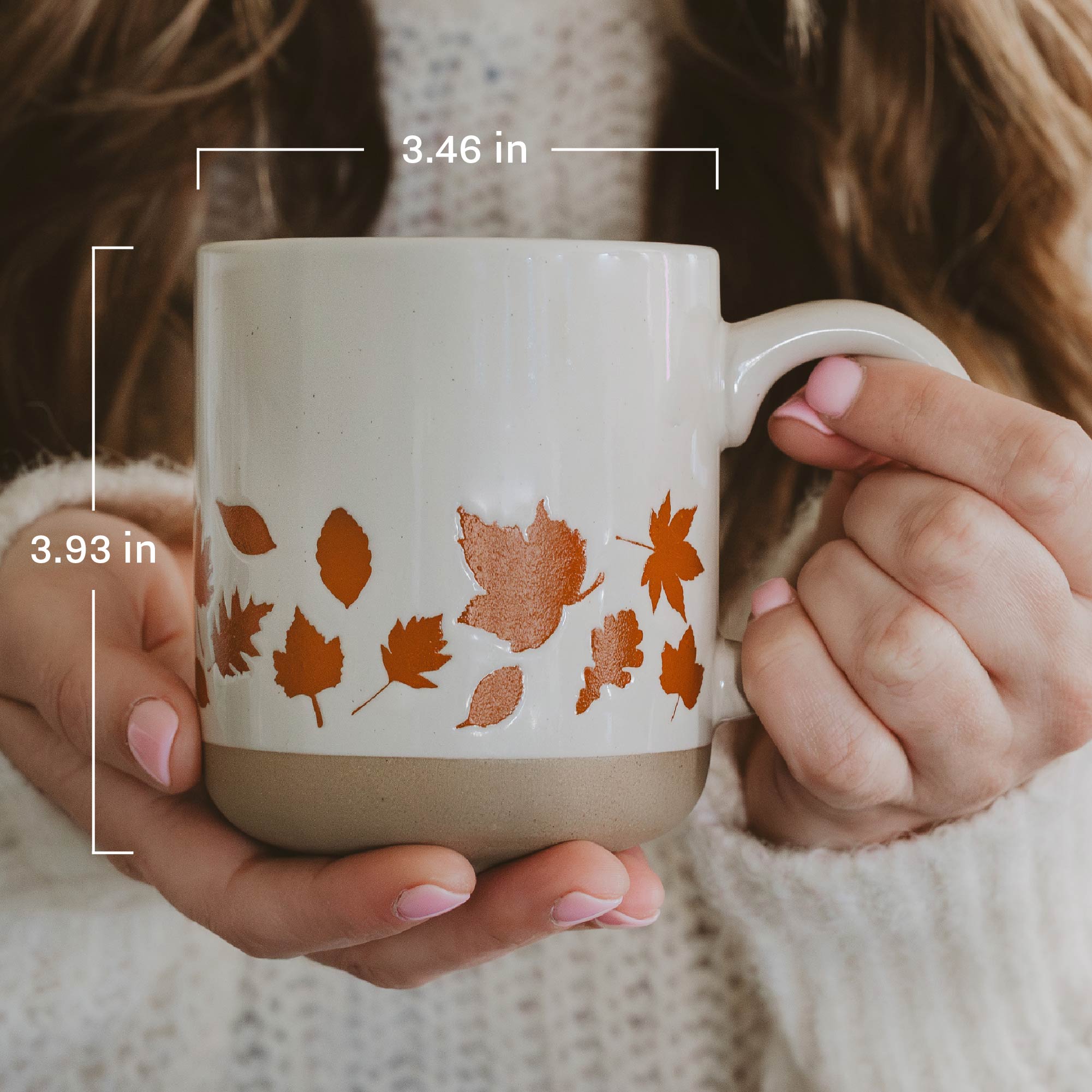 Brown Leaves 14 oz Stoneware Coffee Mug - Sweet Water Decor - Coffee Mugs