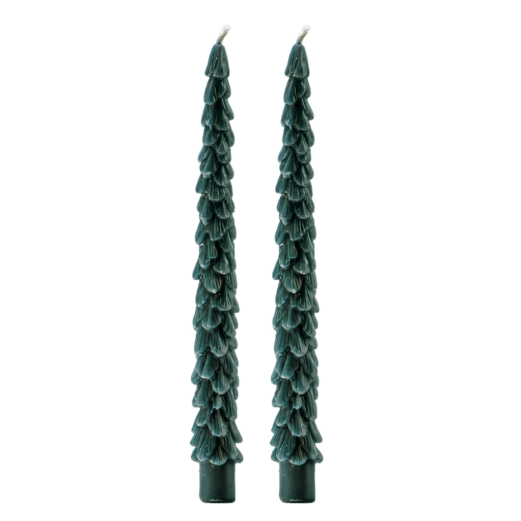 Green Tree Taper Candles - Set of 2 - Sweet Water Decor - Taper Candles