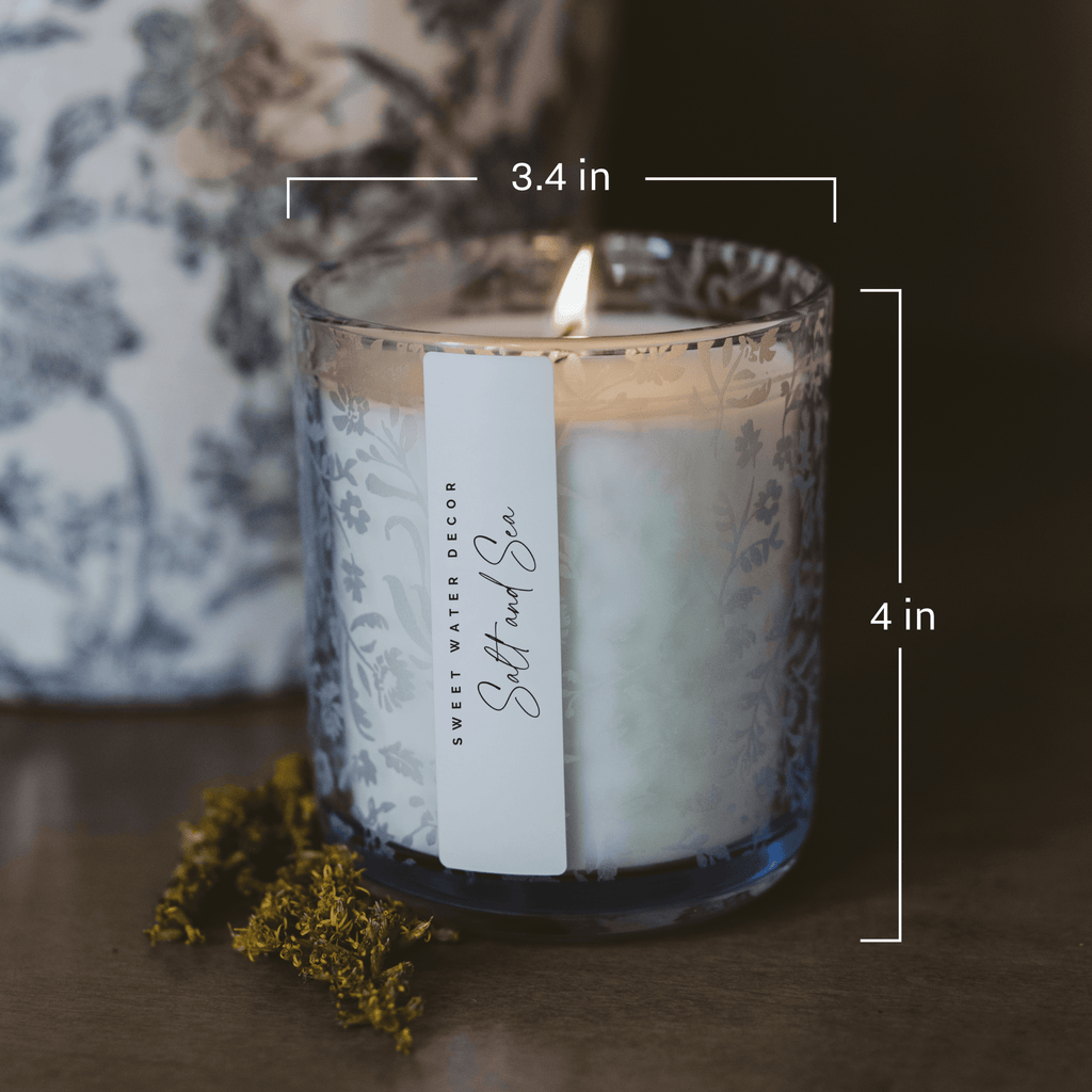 Coastal Lemon Soy Candle - Blue Tinted Glass Jar - 12 oz - Sweet Water Decor - Candles