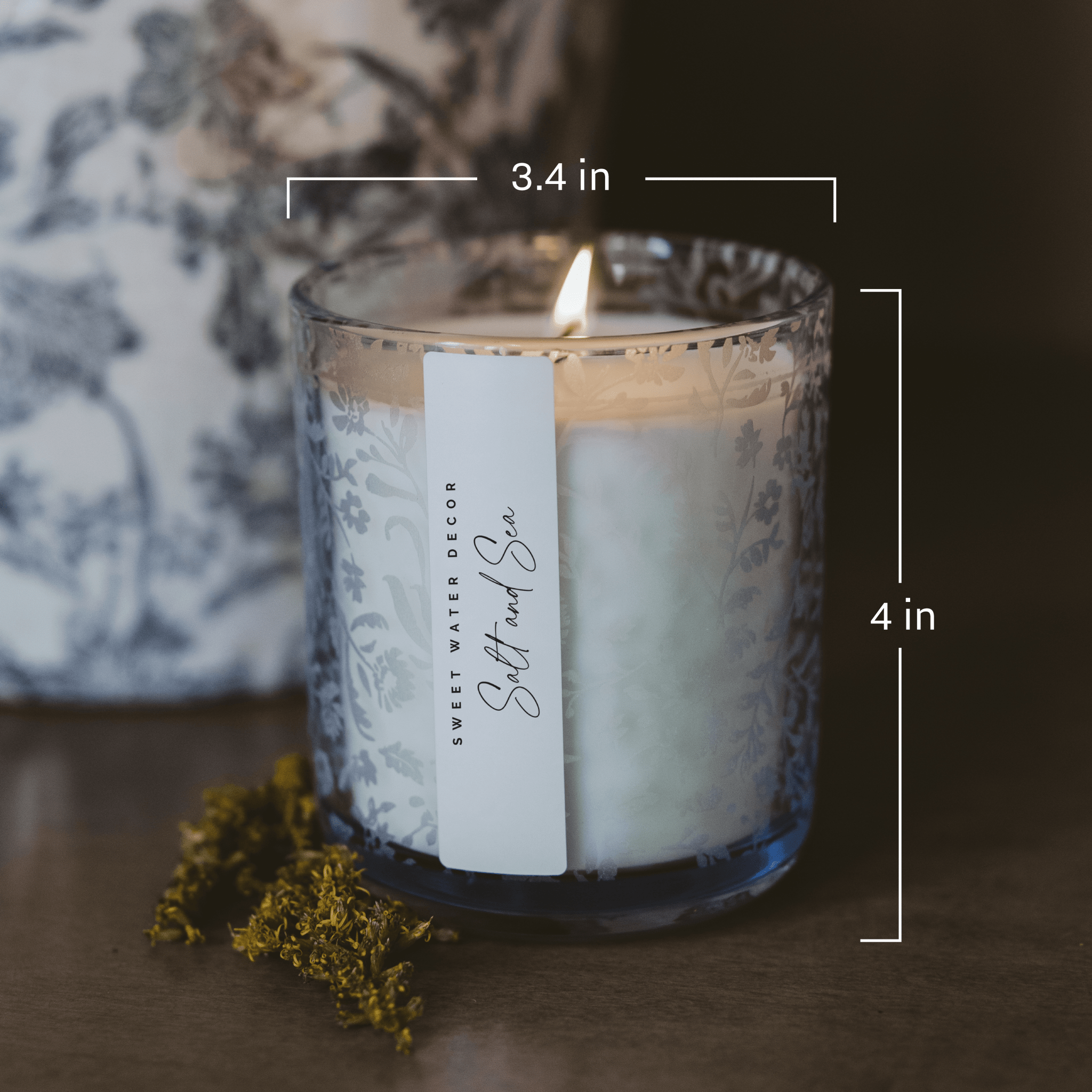 Coastal Lemon Soy Candle - Blue Tinted Glass Jar - 12 oz - Sweet Water Decor - Candles