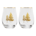 Trees Stemless Wine Glass - Boxed Set of 2 - Sweet Water Decor - wine glass boxed set