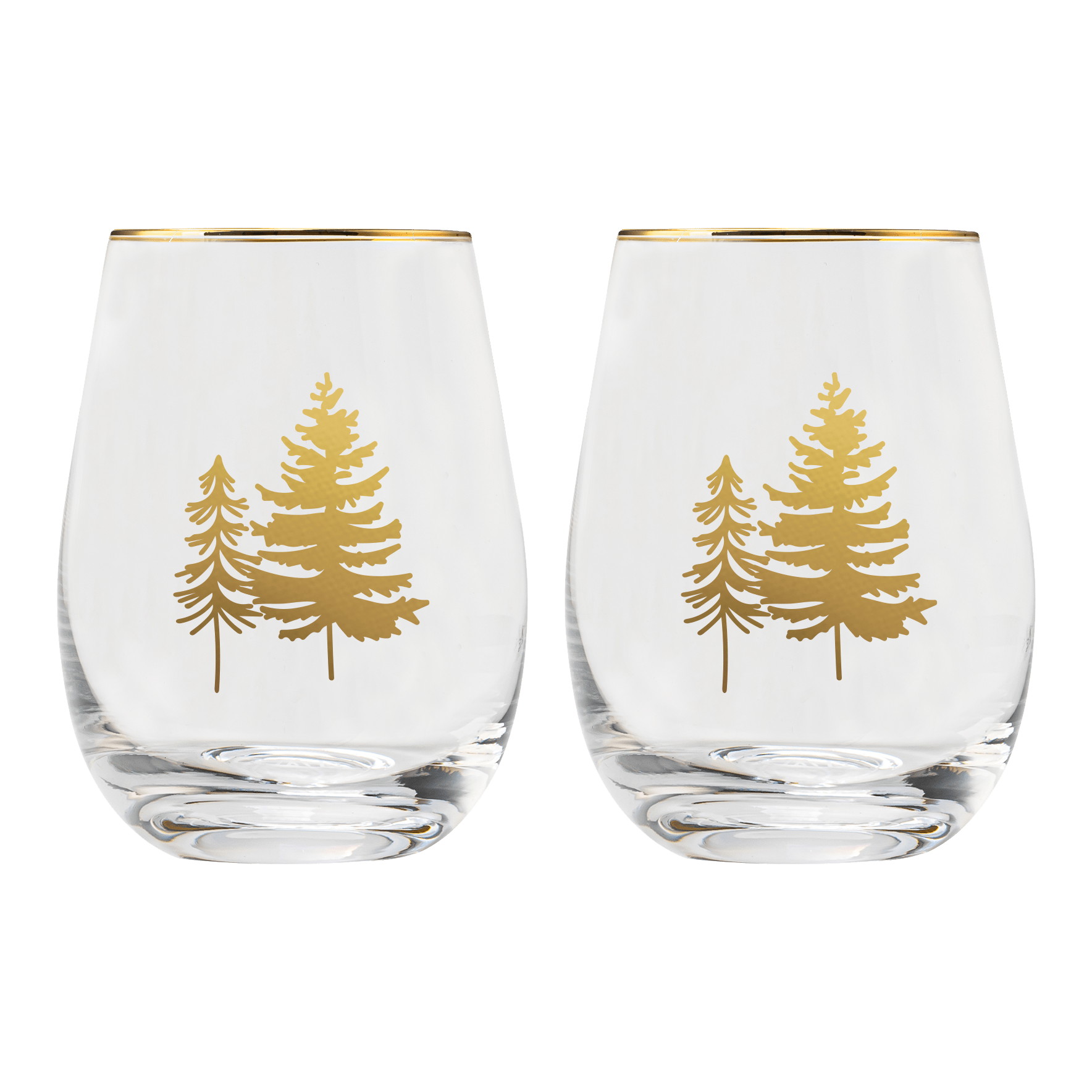 Trees Stemless Wine Glass - Boxed Set of 2 - Sweet Water Decor - wine glass boxed set
