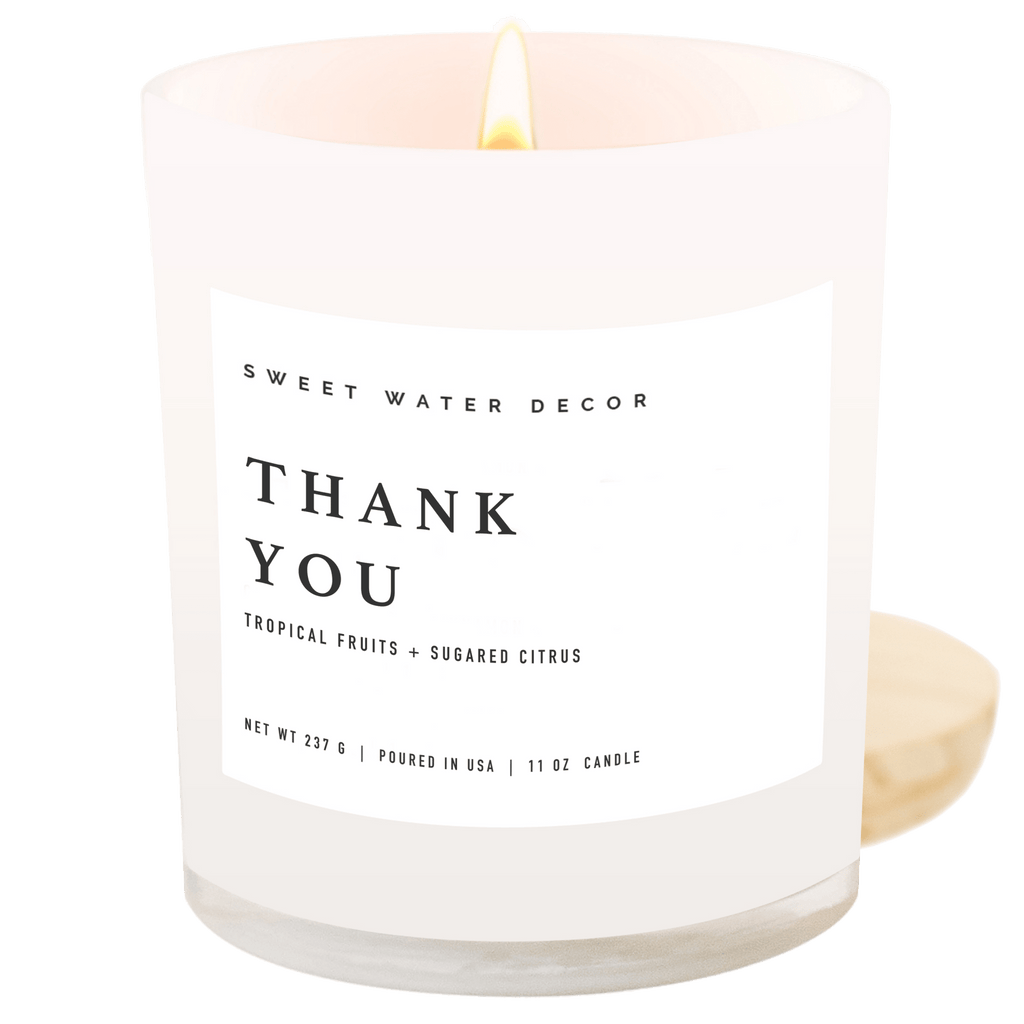 Thank You! Soy Candle - White Jar - 11 oz (Island Air) - Sweet Water Decor - Candles