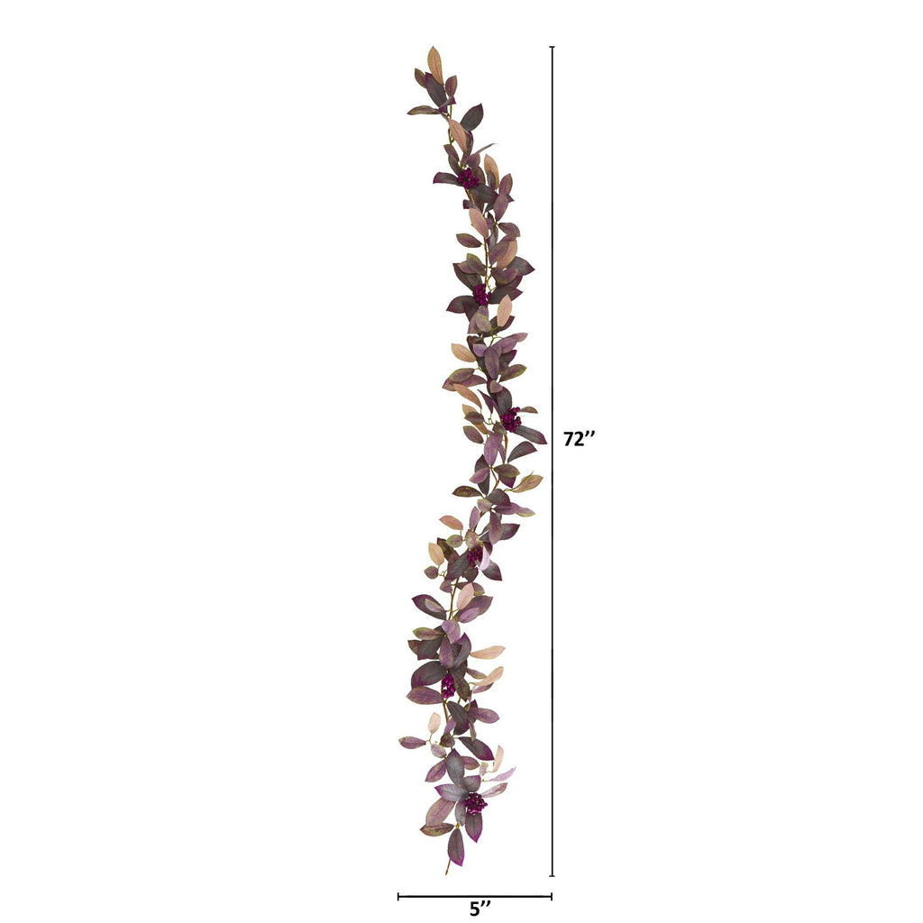 6’ Fall Laurel Leaf with Berries Artificial Garland (Set of 2) - Sweet Water Decor - Garland