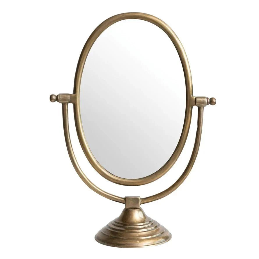 Austine Framed Mirror on Stand – Antique Brass Finish - Sweet Water Decor - Mirrors