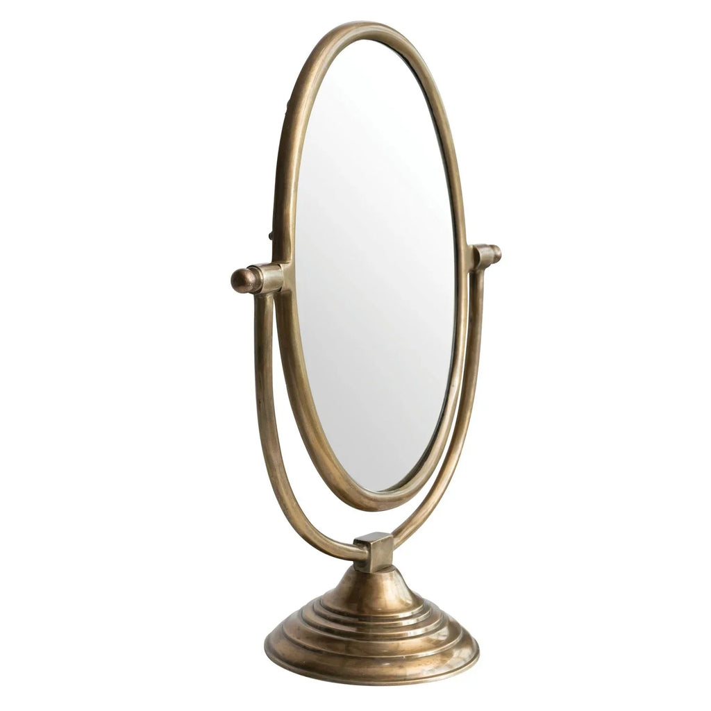 Austine Framed Mirror on Stand – Antique Brass Finish - Sweet Water Decor - Mirrors