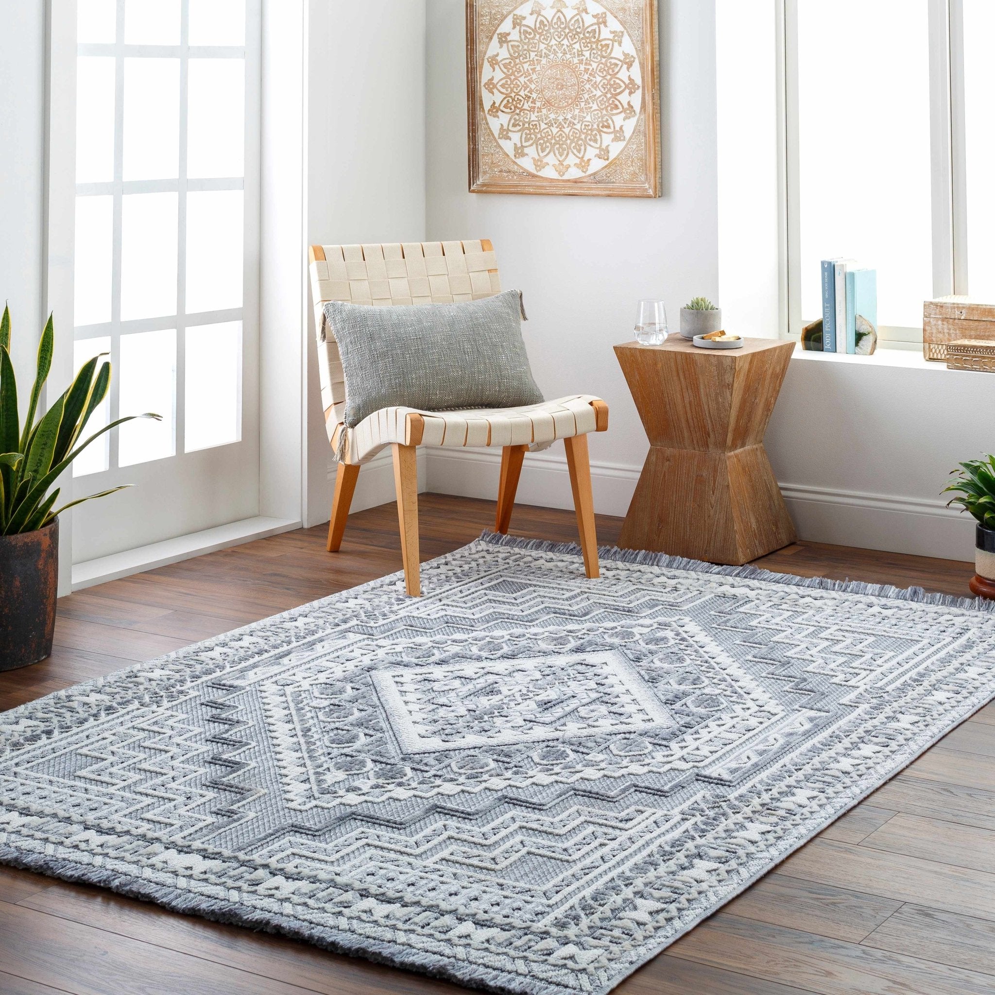Alya Charcoal Textured Area Rug - Sweet Water Decor - Rugs